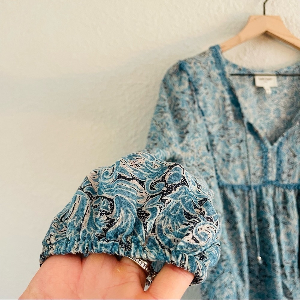 Haute Hippie Tribe Blue Tassel  Long Sleeve Peasant Blouse - Picture 12 of 14